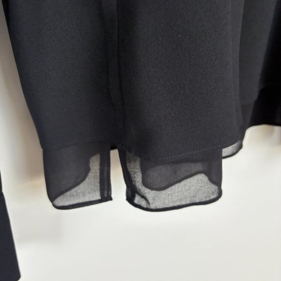 Ann Taylor Black Layered Blouse Sheer Sleeves in Small - Picture 7 of 9